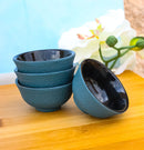 Teal Blue Textured Japanese Tetsubin Style Cast Iron Mini Tea Cups Set of 4