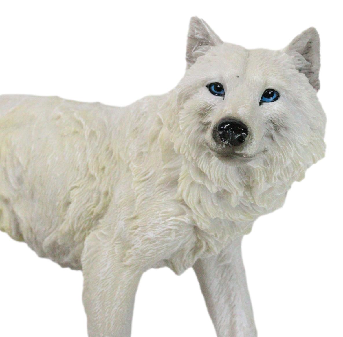 Woodlands Winter Hunter Tundra Snow White Albino Wolf On The Prowl Figurine