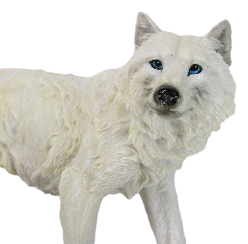 Woodlands Winter Hunter Tundra Snow White Albino Wolf On The Prowl Figurine