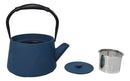 Royal Blue Modern Straight Edge Design Tetsubin Larger Cast Iron Teapot 33oz