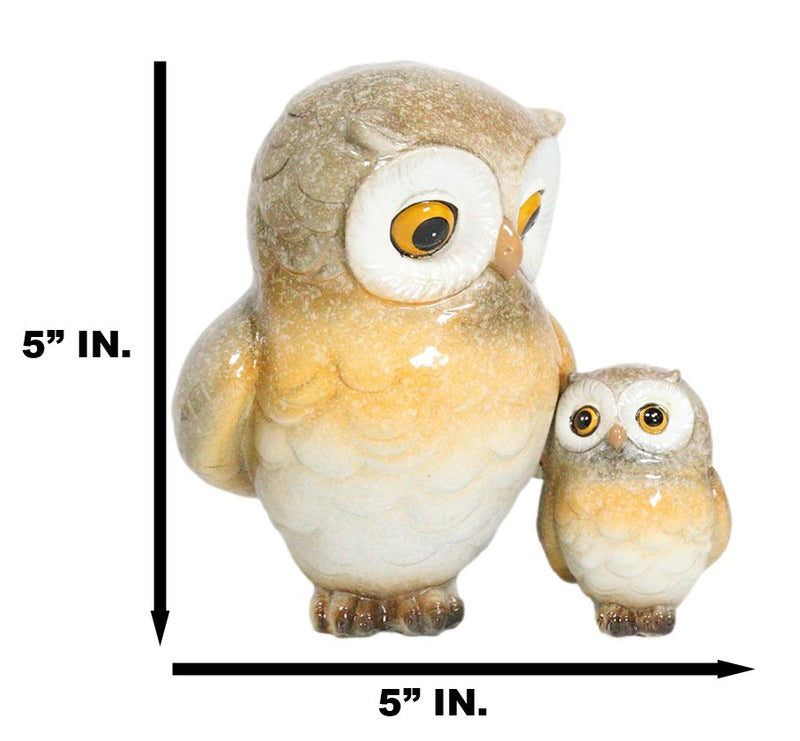 Forest Wisdom Tales Whimsical Mother Owl And Baby Owlet Family Figurine