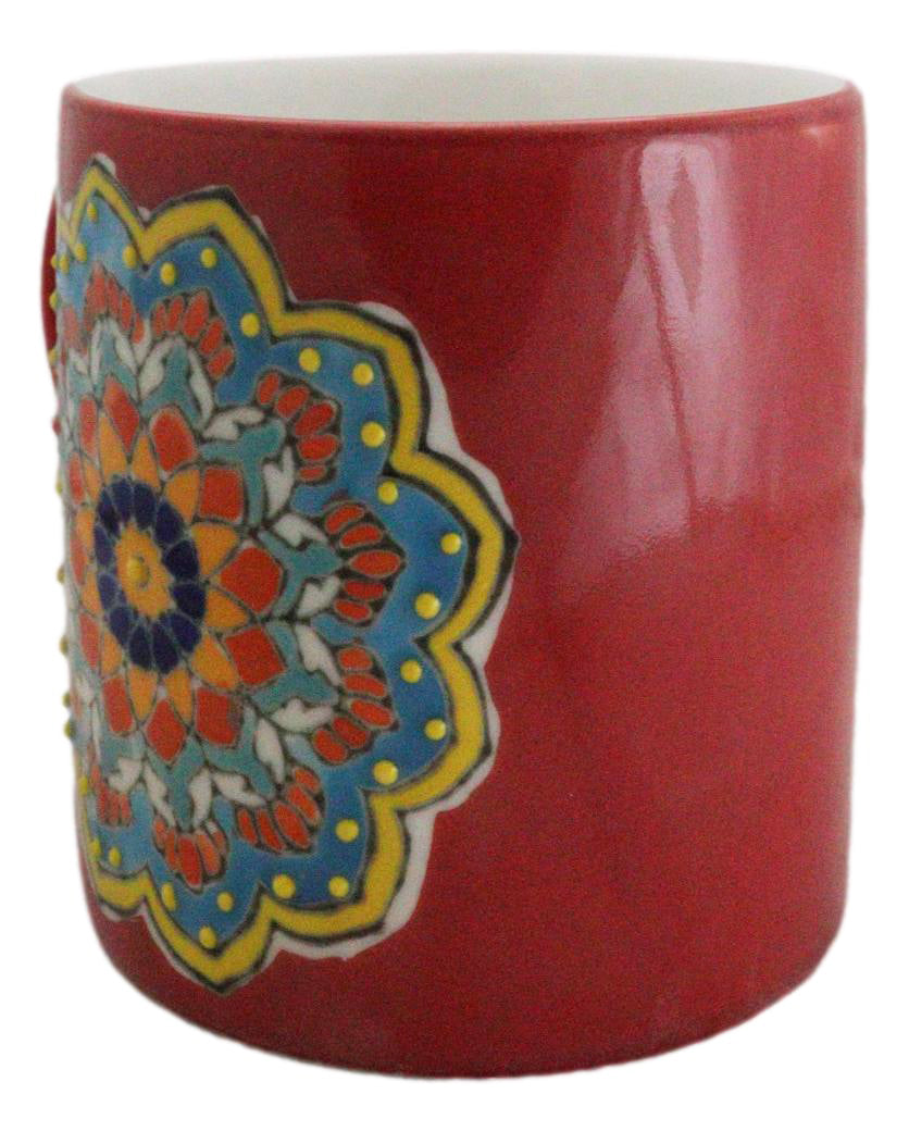 Red Muladhara Root Chakra Zen Flower Of Life Mandala Circle Ceramic Mug Cup