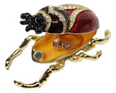 Red Scarab Beetle Bug Enameled Pewter Austrian Crystals Trinket Jewelry Box