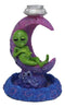 UFO Green Roswell Alien Sleeping On Crescent Crater Moon Backflow Incense Burner