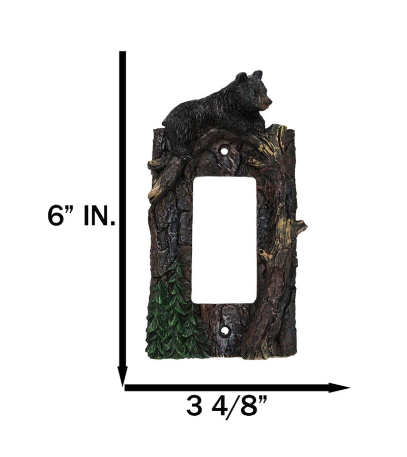 Set of 2 Rustic Forest Black Bears Climbing Tree Wall Single Rocker Cover