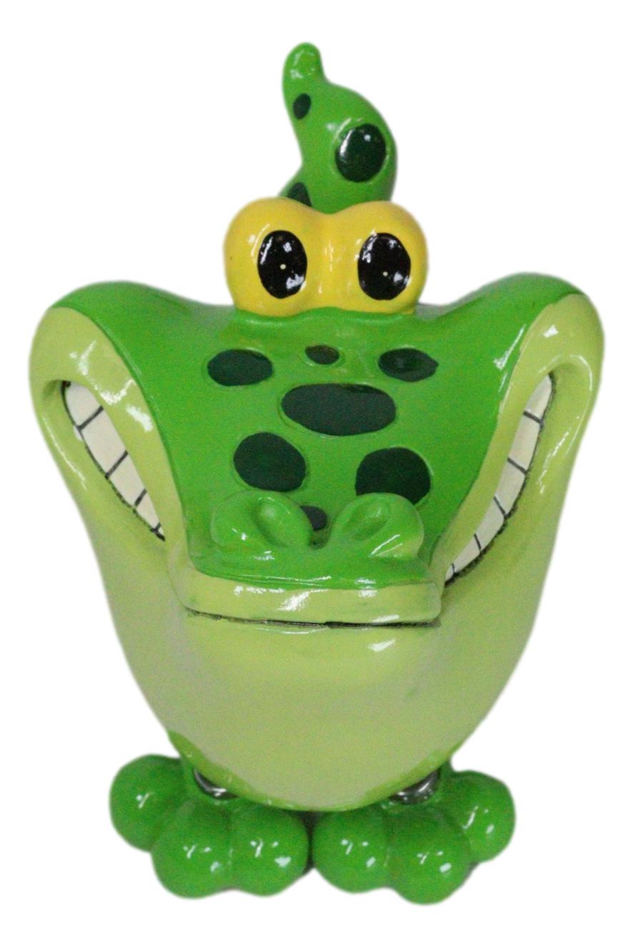 Whimsical Swamp Bayou Alligator Money Piggy Bank W/ Bobble Spring Legs Figurine