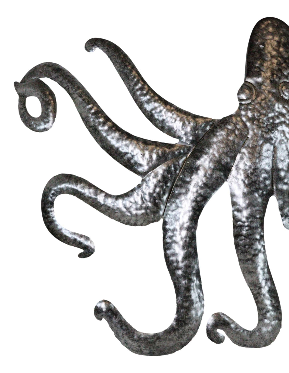 Silver Nautical Marine Deep Sea Octopus Tentacles Metal Wall Decor Plaque 31"L - Ebros Gift