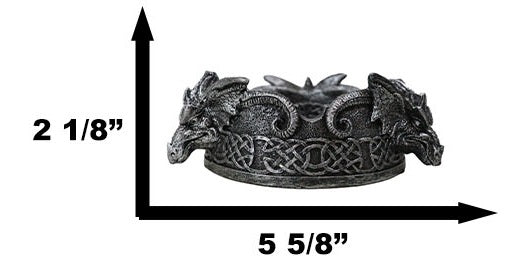 Celtic Knotwork Gothic Ram Horned Trio Arcane Dragons Cigarette Ashtray Figurine