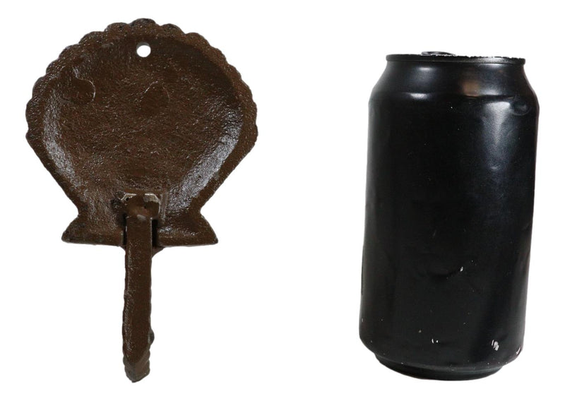 Pack Of Two Cast Iron Coastal Marine Ocean Scallop Shell Wall Coat Hook Hangers