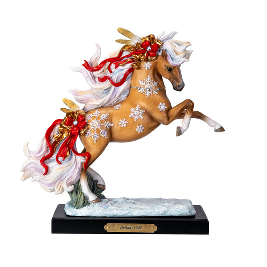 Holiday Gold Rearing Steed Horse Western Decor Figurine By Laurie Prindle