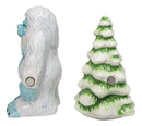 Himalayan Abominable Snowman Yeti And Pine Tree Ceramic Salt Pepper Shakers Set