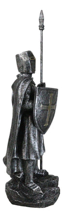 Medieval Suit Of Armor Crusader Knight With Spear Javelin And Shield Figurine