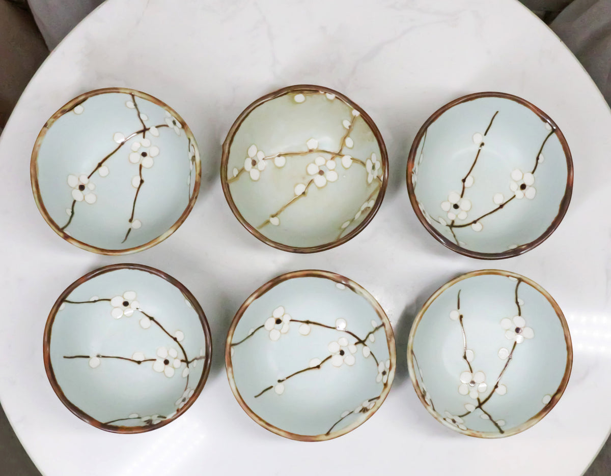 Pack Of 6 Japanese Sakura Cherry Blossoms Condiments Dipping Bowls or Sauce Dish