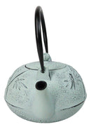 Mint Green Bamboo Forest Design Large Cast Iron Tetsubin Teapot 40oz Tea Pot
