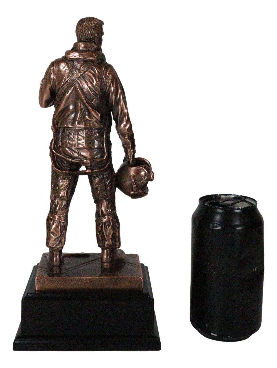 Air Force Airman Aircraft Carrier Fighter Jet Pilot Bronzed Statue With Base 11"