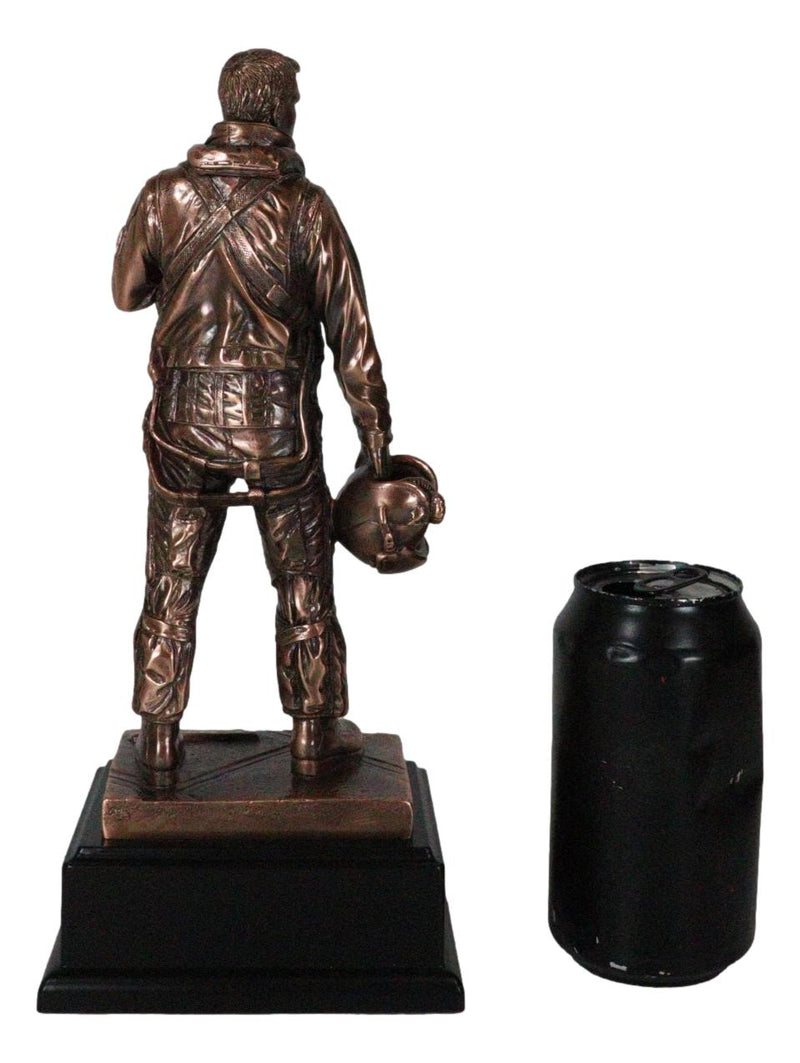 Air Force Airman Aircraft Carrier Fighter Jet Pilot Bronzed Statue With Base 11"