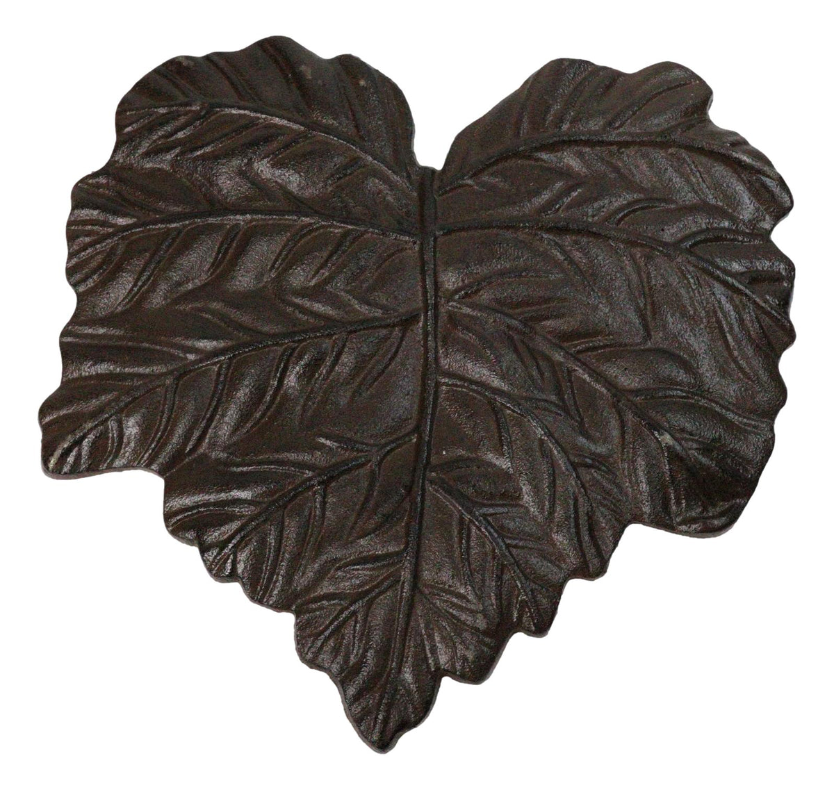 Pack of 3 Rustic Cast Iron Leaf Stepping Stone Textured Botanical Garden Accent