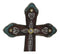 Rustic Western Cowboy Diamond Teardrop Crystals Tooled Leather Wall Cross Plaque