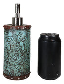 Rustic Western Turquoise Floral Tooled Art Countertop Liquid Soap Dispenser Pump