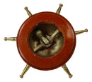Vintage Brass Nautical Rudder Helm Wheel Paperweight Desk Counter Call Bell 6"D