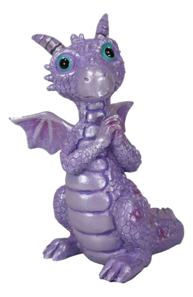 Night Fury Purple Twilight Dragon Figurine 3.75"H Miniature Wishing Dragon Decor