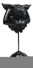 Wicca Black Sacred Cat Moon Masque Ornament On Pole Stand Or Wall Sculpture