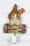 Rustic Country Farm Barn Chicken Hen Perched On Wood Plank Laying Egg Wall Hook