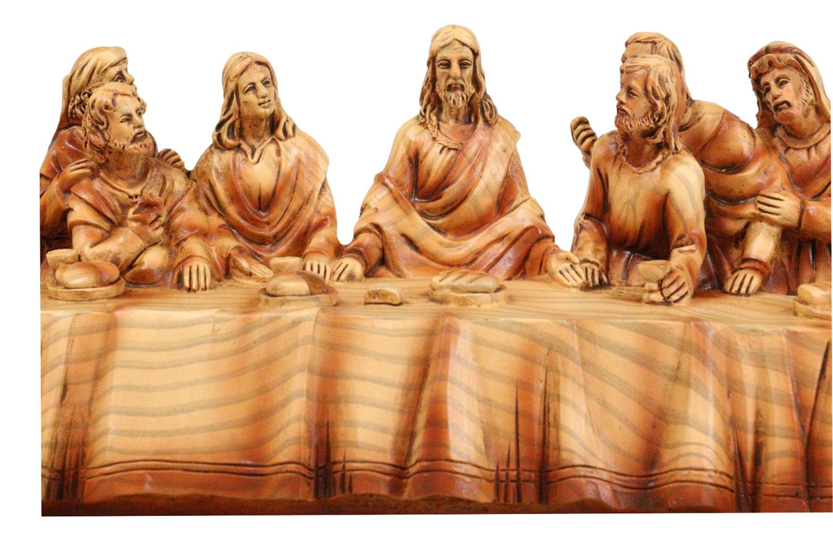 Da Vinci The Last Supper Jesus And Disciples Faux Cedar Wood 12"Long Figurine