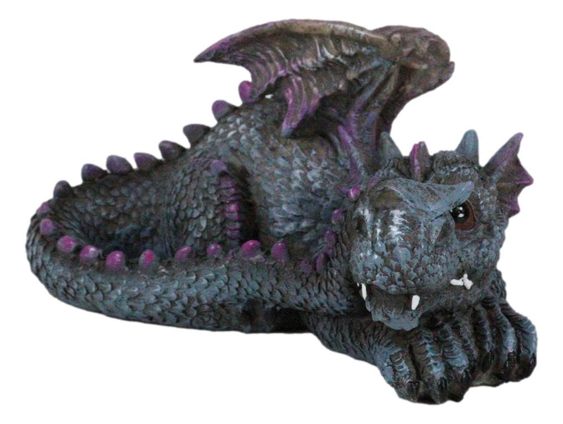 Whimsical Fantasy Purple Shy Garden Dragon Hatchling Hiding Behind Tail Figurine