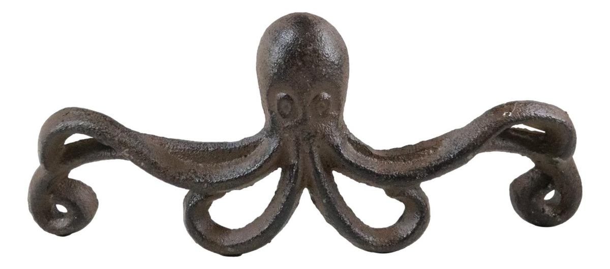 Set Of 4 Cast Iron Rustic Marine Sea Octopus Drawer Cabinet Door Knobs Hardware - Ebros Gift