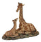 Safari Savannah Masai Giraffe Mother and Calf Sitting On Grasslands Figurine