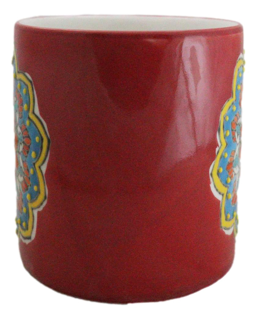 Red Muladhara Root Chakra Zen Flower Of Life Mandala Circle Ceramic Mug Cup
