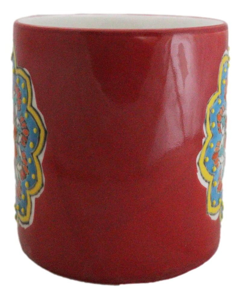 Red Muladhara Root Chakra Zen Flower Of Life Mandala Circle Ceramic Mug Cup