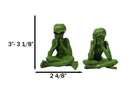 UFO Space Green ET Roswell Aliens See Hear Speak No Evil Figurines 3"H