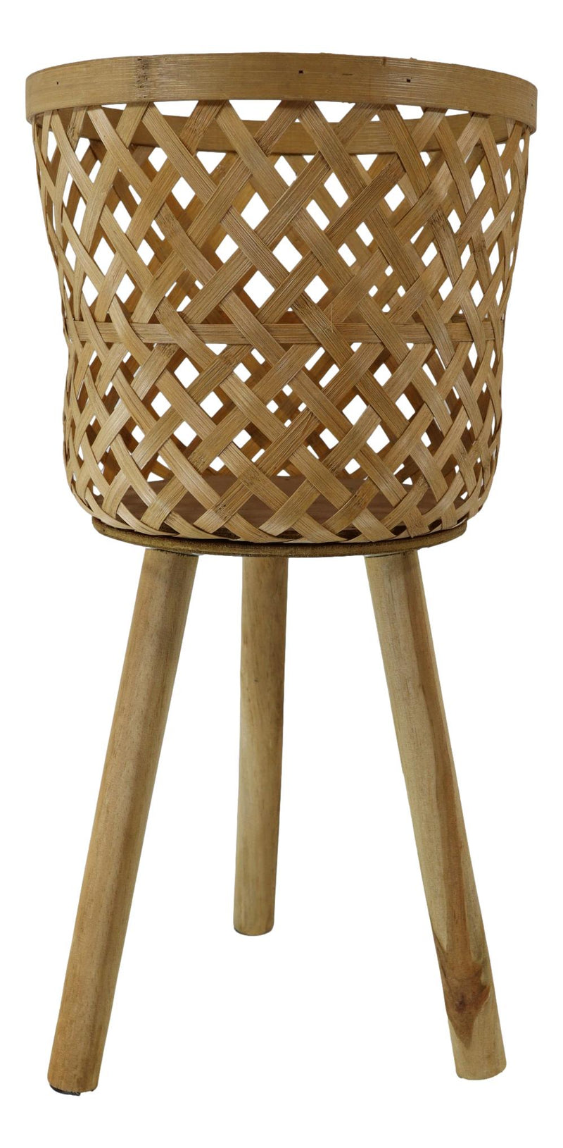 Set of 3 Hand Woven Natural Bamboo And Fir Legs Raised Floor Storage Baskets