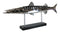 Marine Faux Taxidermy Silver Tone Large Barracuda Fish Sculpture With Pole Stand
