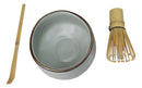 Plum Blue Sakura Blooms Ceramic Japanese Matcha Green Tea Bowl Whisk & Scoop Set