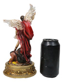 Archangel Saint Michael Trampling Satan Figurine With Rosary Drawer Box 9"H