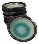 Pack Of 6 Green Crackle Midori Kannyu Wavy Round Condiment Sauce Dishes 2oz