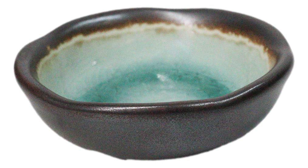 Pack Of 6 Green Crackle Midori Kannyu Wavy Round Condiment Sauce Dishes 2oz