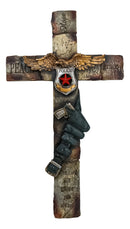 Large Men In Blue Police Officer Gun Eagle Badge Hope Grace Peace Wall Cross