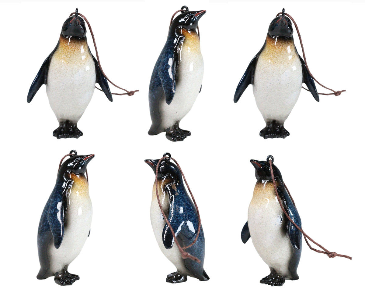 Set Of 6 Nautical Emperor Penguins Ocean Marine Wall Decor Tree Ornaments