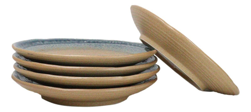 Pack Of 5 Blue River Ao Nagashi Collection Porcelain Round Dinner Plates 8.75" D