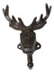 Pack Of 2 Cast Iron Rustic Elk Deer Head With Antlers Wall Coat Hook Sculptures