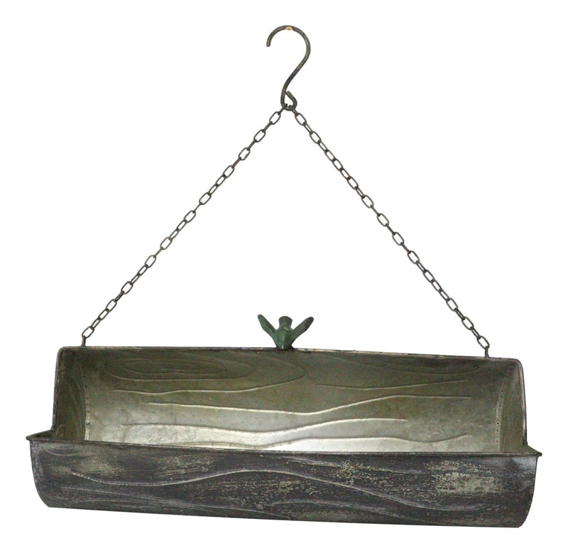 Rustic Farmhouse Distressed Metal Tree Log Hanging Wall Planter 19"L With Chain