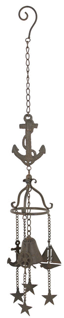 Cast Iron Rustic Marine Ship Anchor Sailboat Rudder Helm Wheel Wind Chime Bell