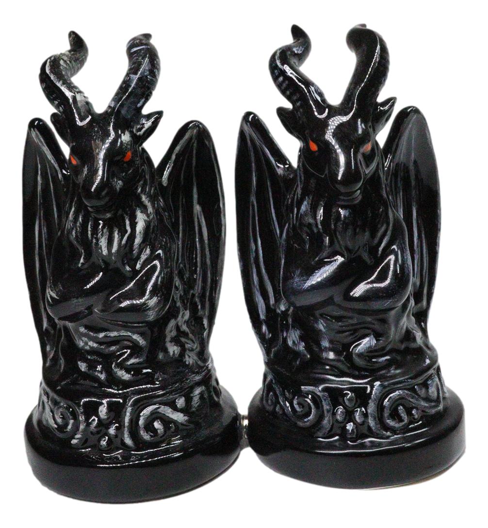 Metaphysical Realm Spirit Sabbatic Goat Baphomet Ceramic Salt Pepper Shakers Set