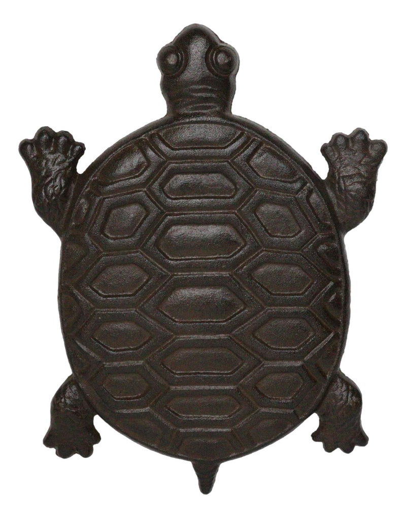 Set Of 4 Cast Iron Bronzed Sea Turtle Patterned Shell Garden Stepping Stones