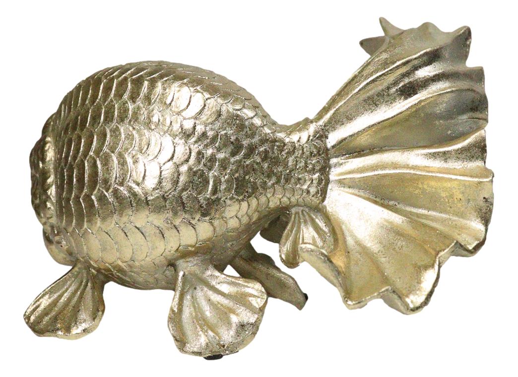 Auspicious Realistic Goldfish Gold Fish Sculpture 8"L Nautical Marine Decor
