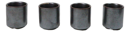 Set of 4 Iron Black Clay Tetsu Kesho Porcelain 1.25oz Ochoko Yuzu Cups